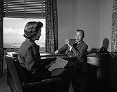 Stock Images Of 1950S Office With Executive At Desk And Secretary ...