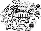 Drawings of Basket of Vegetables u26894734 - Search Clip Art