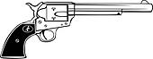 Clip Art of , colt 45, gun, revolver, six shooter, weapon, western