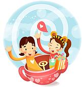 Stock Illustration of Boy and a girl riding bicycles u14311605 - Search