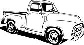 Clipart of illustration, lineart, classic, 1953, ford, pickup, truck ...