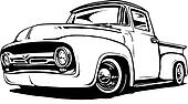 Clip Art of illustration, lineart, classic, 1956, ford, pickup, truck ...