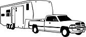 Clip Art of , camper, fifth, recreation, recreational, rv, truck ...